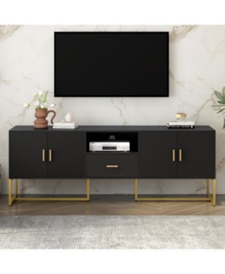 Streamdale Modern TV Stand for TVs up to 70", with Drawer, Cabinets, Metal Legs, Handles, and Safety Device