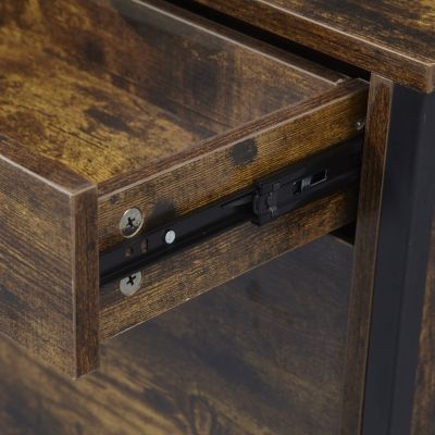 3-Drawer Slim Shoe Cabinet with Metal Handle, Black