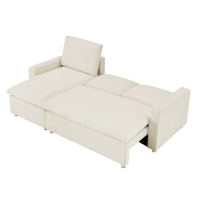 Streamdale L-Shaped Convertible Sofa Bed with Pull-Out Bed, Storage and Washable Covers
