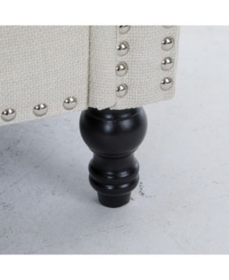 83" Nailhead Trim Sofa, 22" Seat, Faux Leather, Traditional 3-Seater