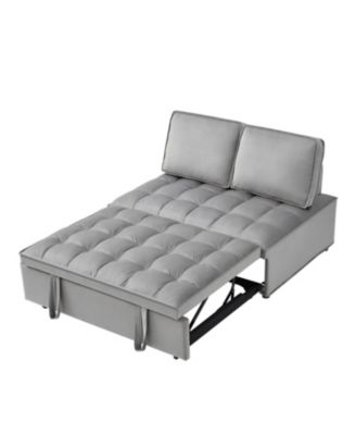 Streamdale Modern Velvet Convertible Sofa Bed with Detachable Backs, Grey