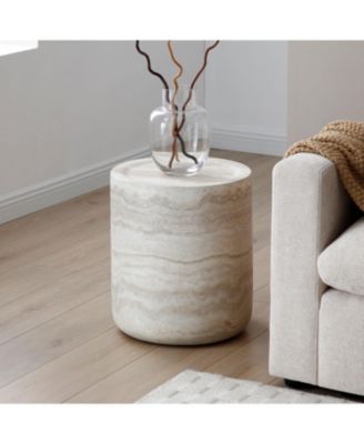 15.74 inch Faux MARS marble Pattern Coffee Tables for Living Room Round Tea table for Living Room, No Need Assembly