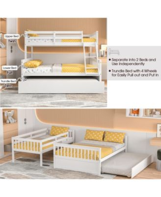 Twin Over Full Convertible Bunk Bed with Twin Trundle