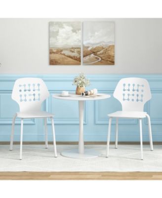 Set of 4 Metal Dining Chair with Hollowed Backrest and Metal Legs