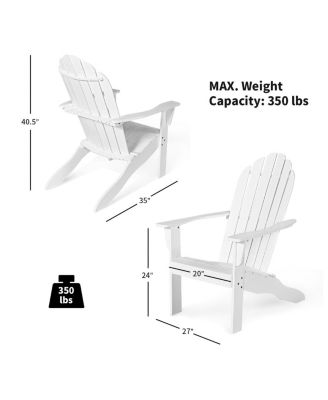 Acacia Wood Outdoor Adirondack Chair with Ergonomic Design-White