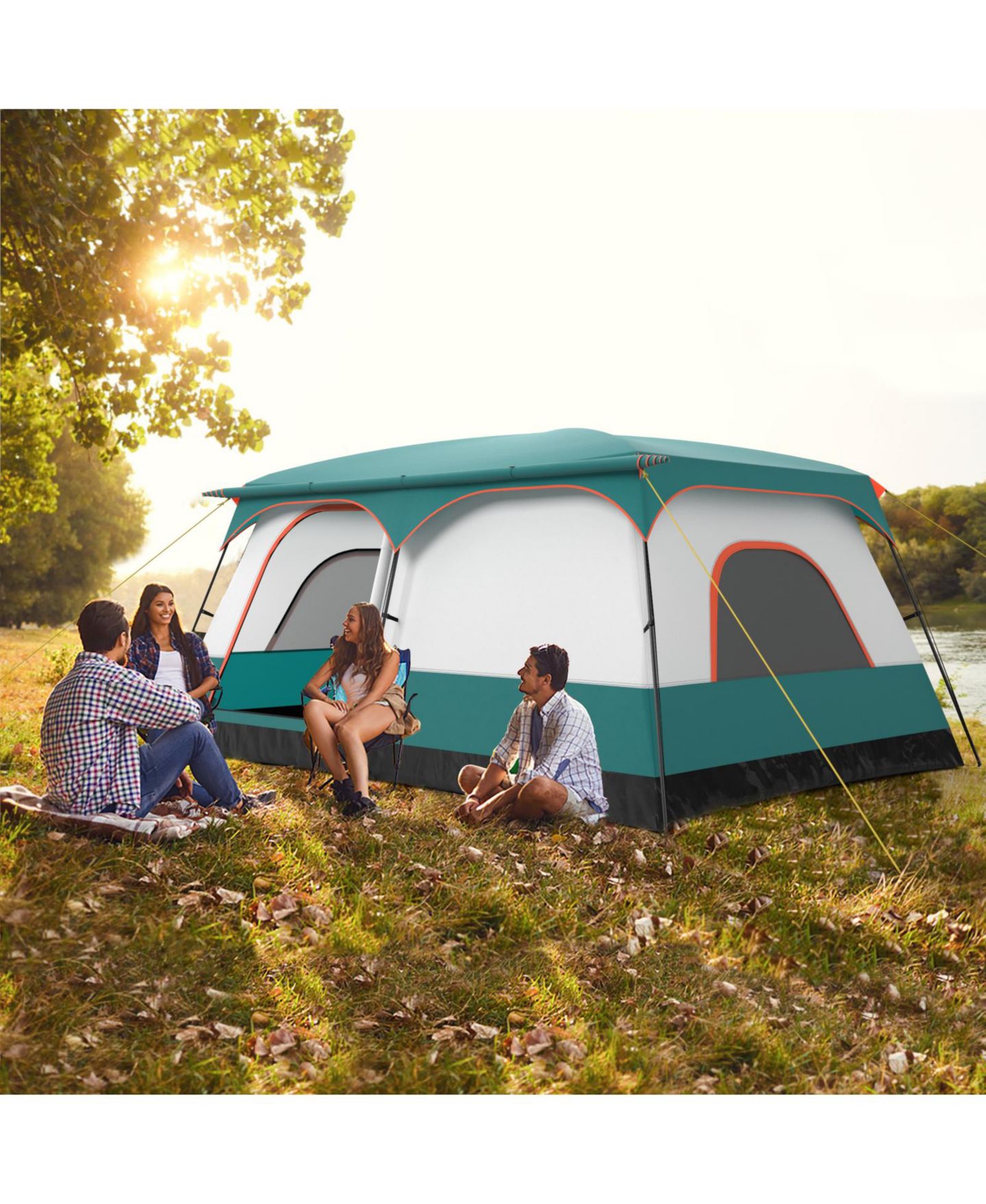Детская игрушка GOUUN 8-10 Person Camping Tent with Double Rooms and 2 Doors, цвет: Зелёный — фото 2