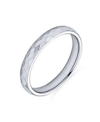Multi Faceted Prism Cut Titanium Band Rings Silver Tone Comfort Fit 3mm
