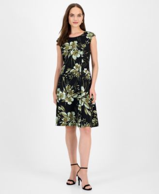 Connected - Women's Printed Cap-Sleeve Dress