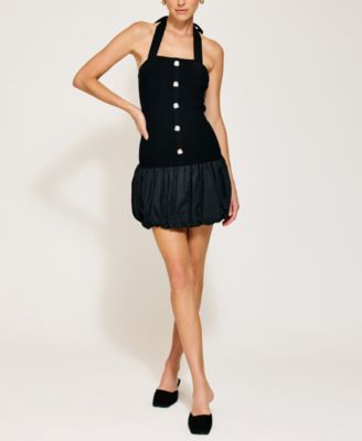 Line & Dot - Women's Ramona Mixed-Media Balloon Mini Dress