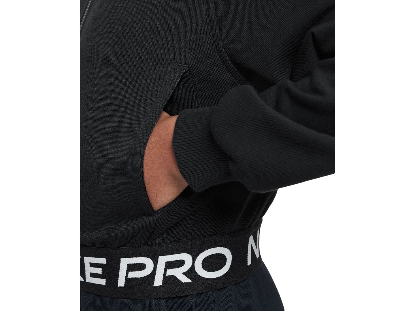 Худи Nike Pro Fleece Dri-FIT Full-Zip для девочек, цвет: Чёрный — фото 2