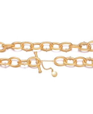 14K Gold Plated Cubic Zirconia Round Chain Necklace