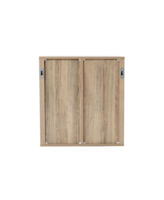 1Pc Manufactured Wood Fluted Panel, Wave Pattern & Open Shelves 1-Door Bathroom Wall Cabinet
