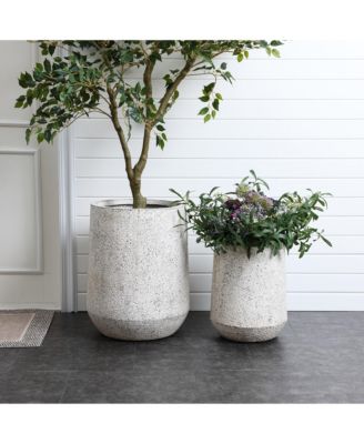 Indoor and Outdoor Speckled Round Tapered 16-Inch Tall MgO Planter