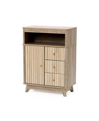 Manufactured Wood Wave-Patterned 3-Drawer 1-Door Bathroom Cabinet