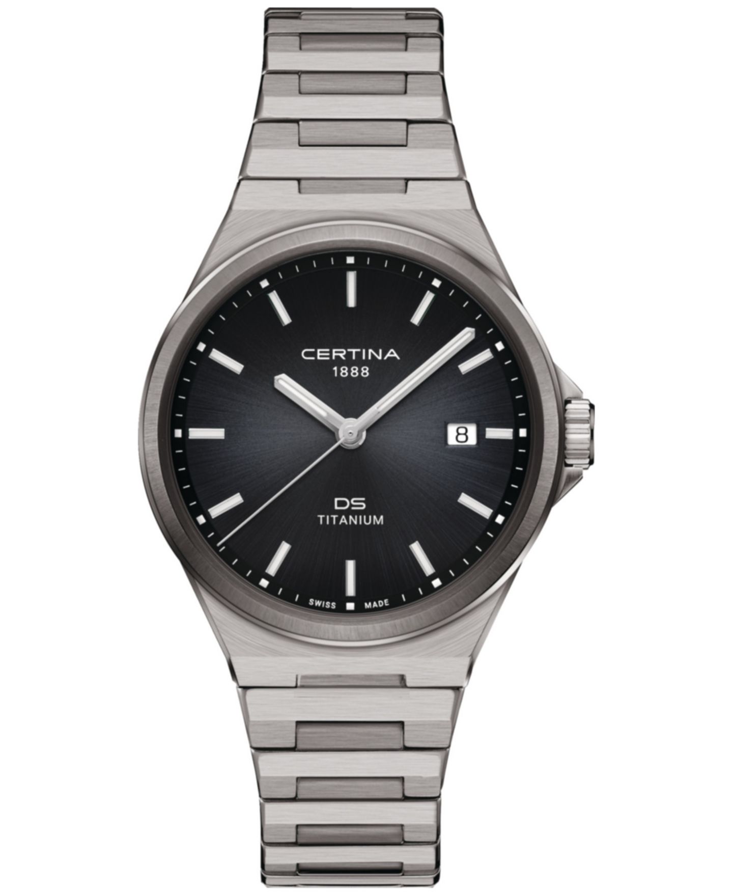 Мужские часы Certina Swiss DS-7 Silver-Tone Titanium Bracelet Watch 39mm — фото 1