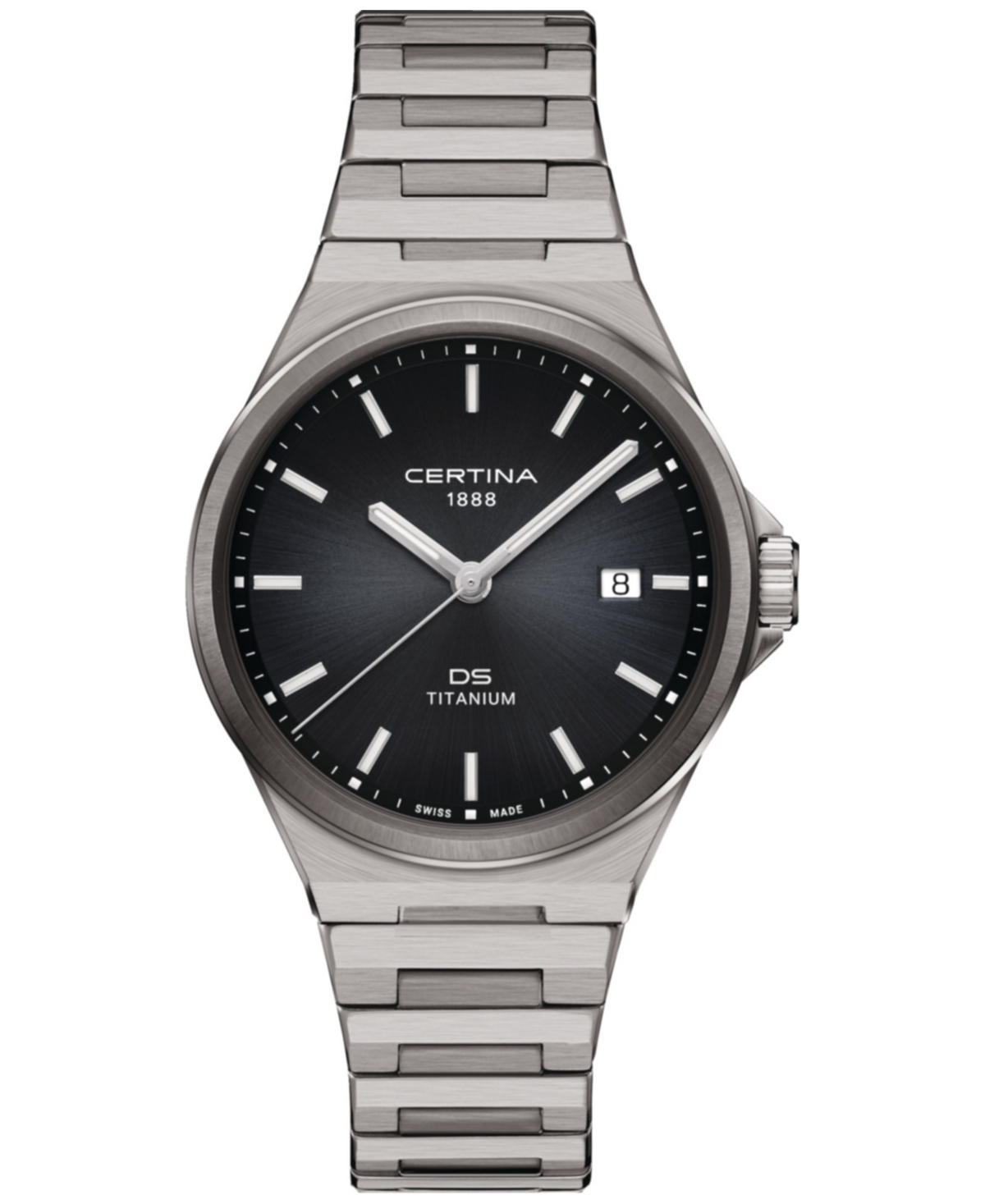Men's Swiss Ds-7 Silver-Tone Titanium Bracelet Watch 39mm - Black