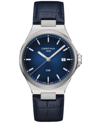 Certina - Men's Swiss DS-7 Blue Leather Strap Watch 39mm
