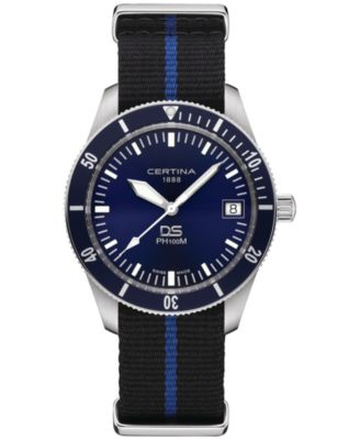 Certina - Men's Swiss DS Heritage Blue NATO Strap Watch 41mm
