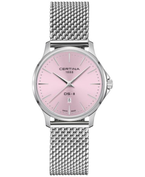Женские часы Certina Swiss DS-8 Stainless Steel Mesh Bracelet Watch 31mm