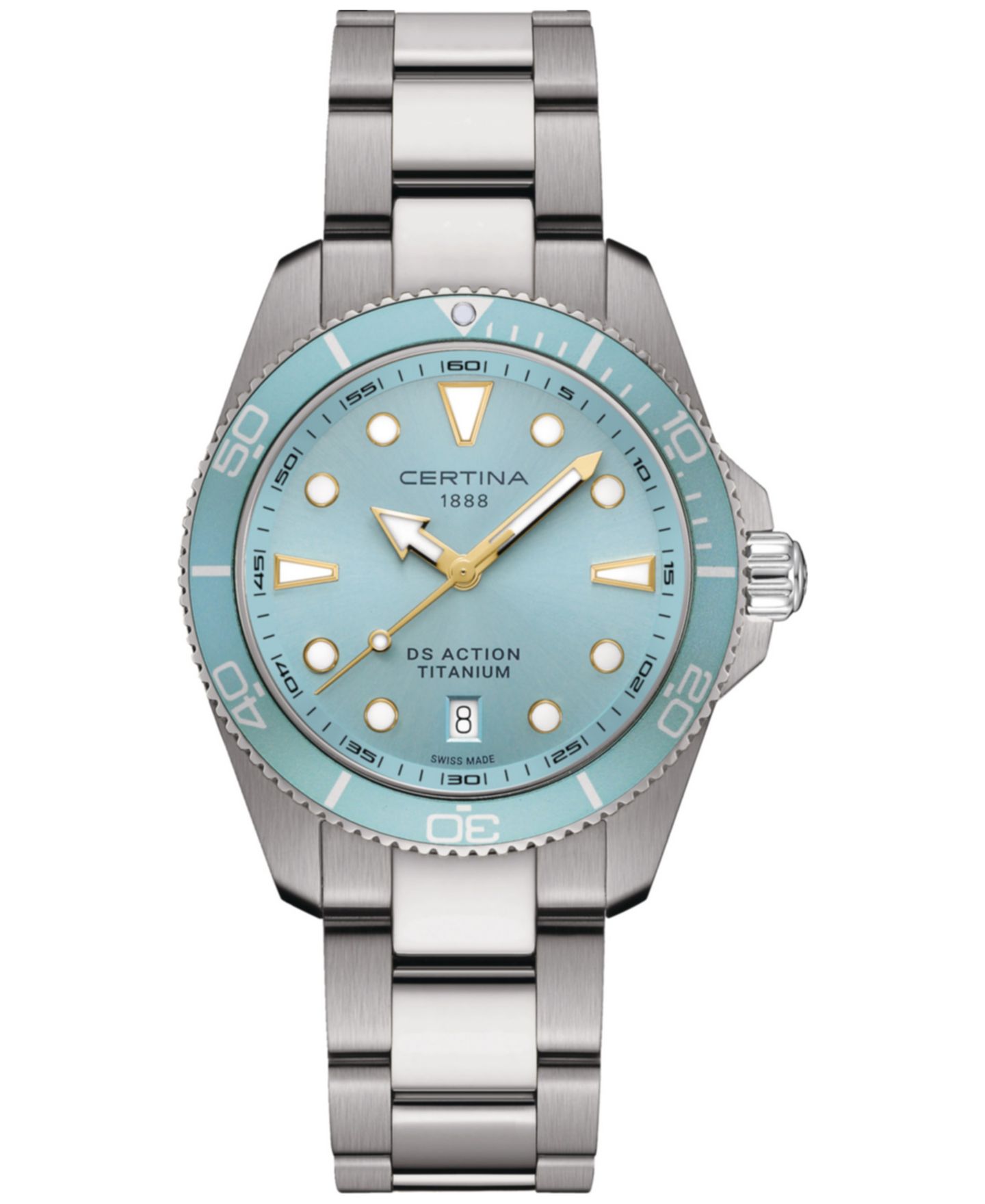 Мужские часы Certina Swiss DS Action Silver-Tone Titanium Bracelet Watch 40mm — фото 1