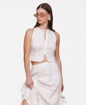 Women's Lace-Up Cotton Halter Top