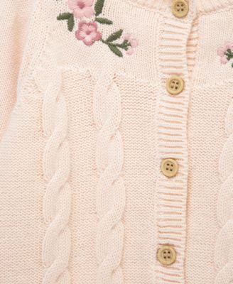 Baby Girls Floral Swag Cotton Sweater & Pants, 2 Piece Set