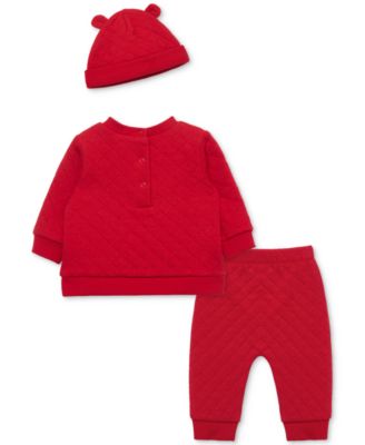 Baby Boys My 1st Christmas Bear Quilted Sweatshirt, Hat & Quilted Pants, 3 Piece Set 