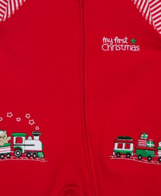 Baby Cotton Train Gift Footed Coverall & Hat, 2 Piece Set