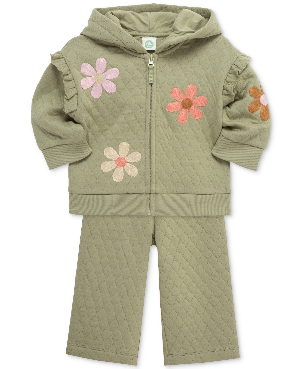 Little Me Baby Girls Flower Hoodie & Pants, 2 Piece Set