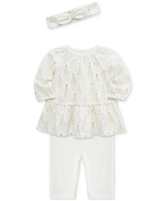Baby Girls Cotton Trees Tunic, Headband & Leggings, 3 Piece Set