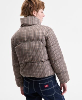 Women's Plaid Zip-Front Puffer Coat