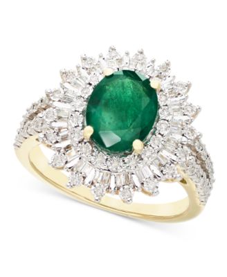 EFFY&reg; Ruby (1-7/8 ct. t.w.) & Diamond (1/4 ct. t.w.) Halo Statement Ring in 14k White Gold (Also in Sapphire and Emerald)