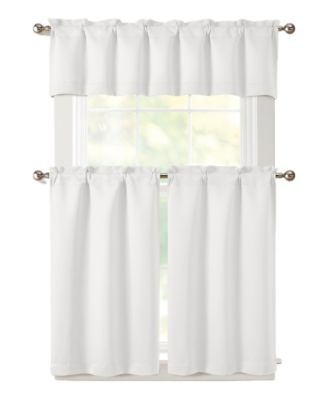 3 Piece Room Darkening Rod Pocket Cafe Kitchen Curtain Tier & Valance Set
