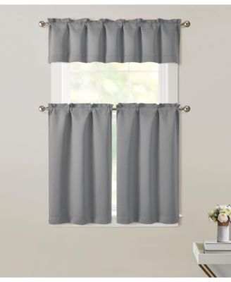 3 Piece Room Darkening Rod Pocket Cafe Kitchen Curtain Tier and Valance Set