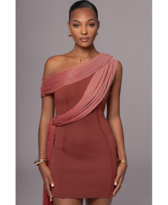 Women's Asymmetric Drape Mini Dress