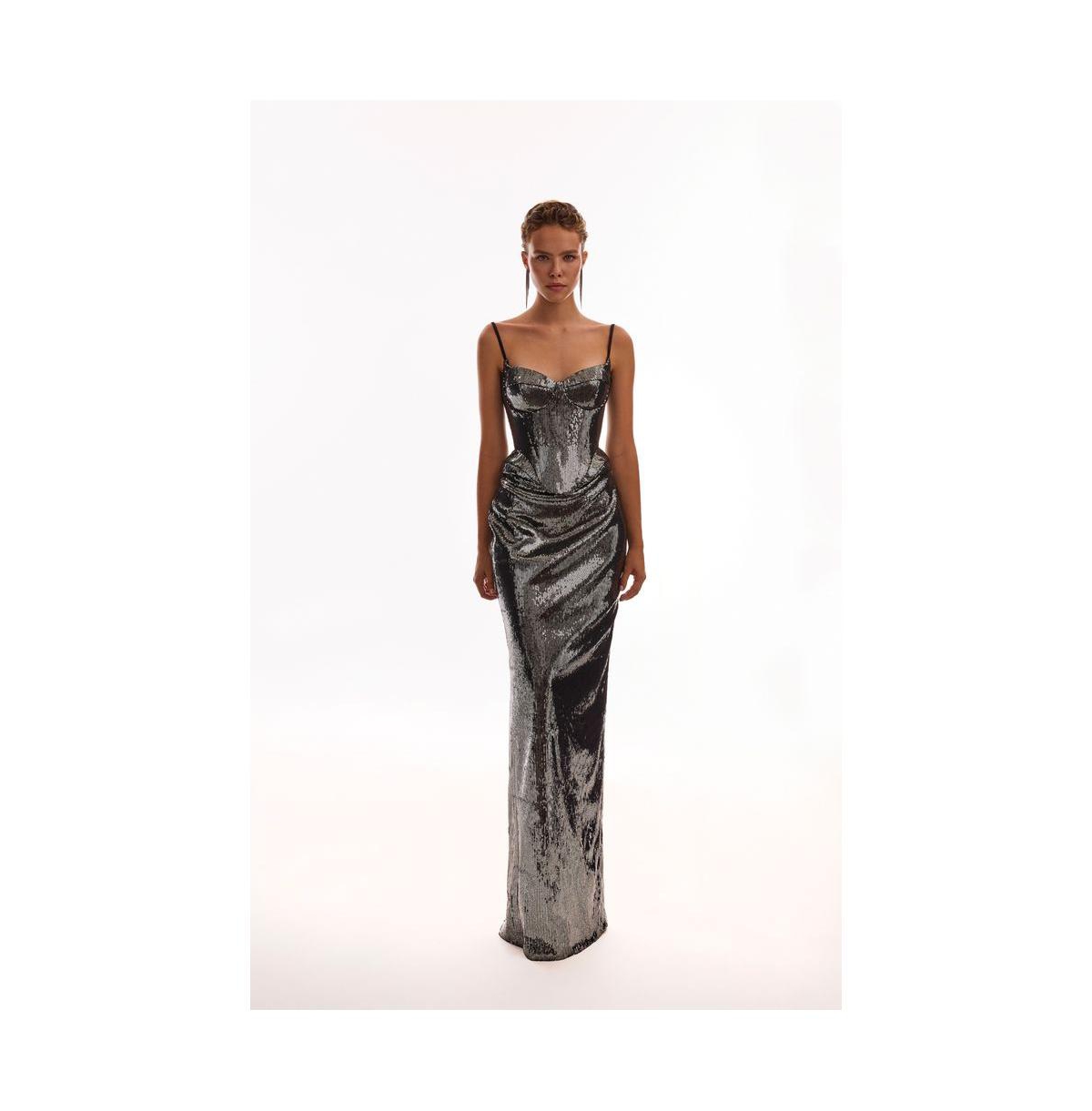 Women's Dramatic fitted sequined maxi skirt - Grey