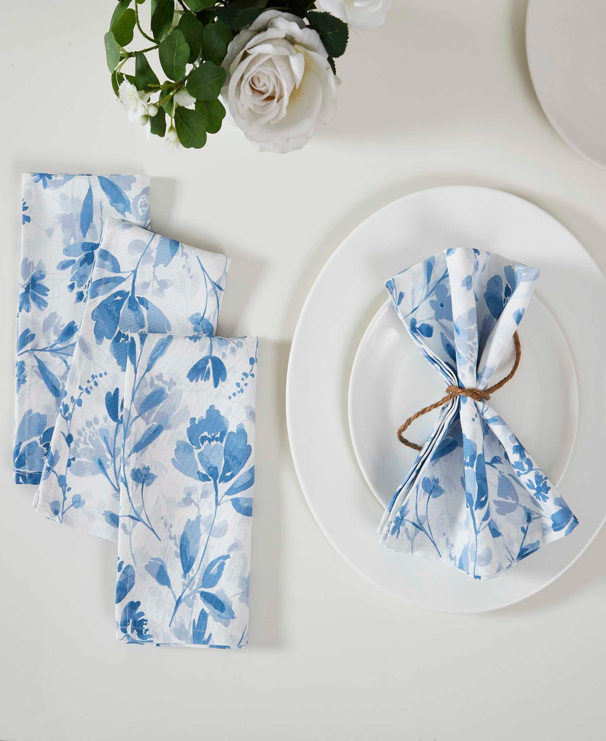Izod Mystic Floral Napkins, Set Of 4 In Blue