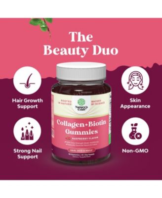 Collagen + Biotin Gummies | Extra Strength Biotin Collagen Supplement | for Hair, Skin, & Nails for Women | Raspberry Flavor | 90ct