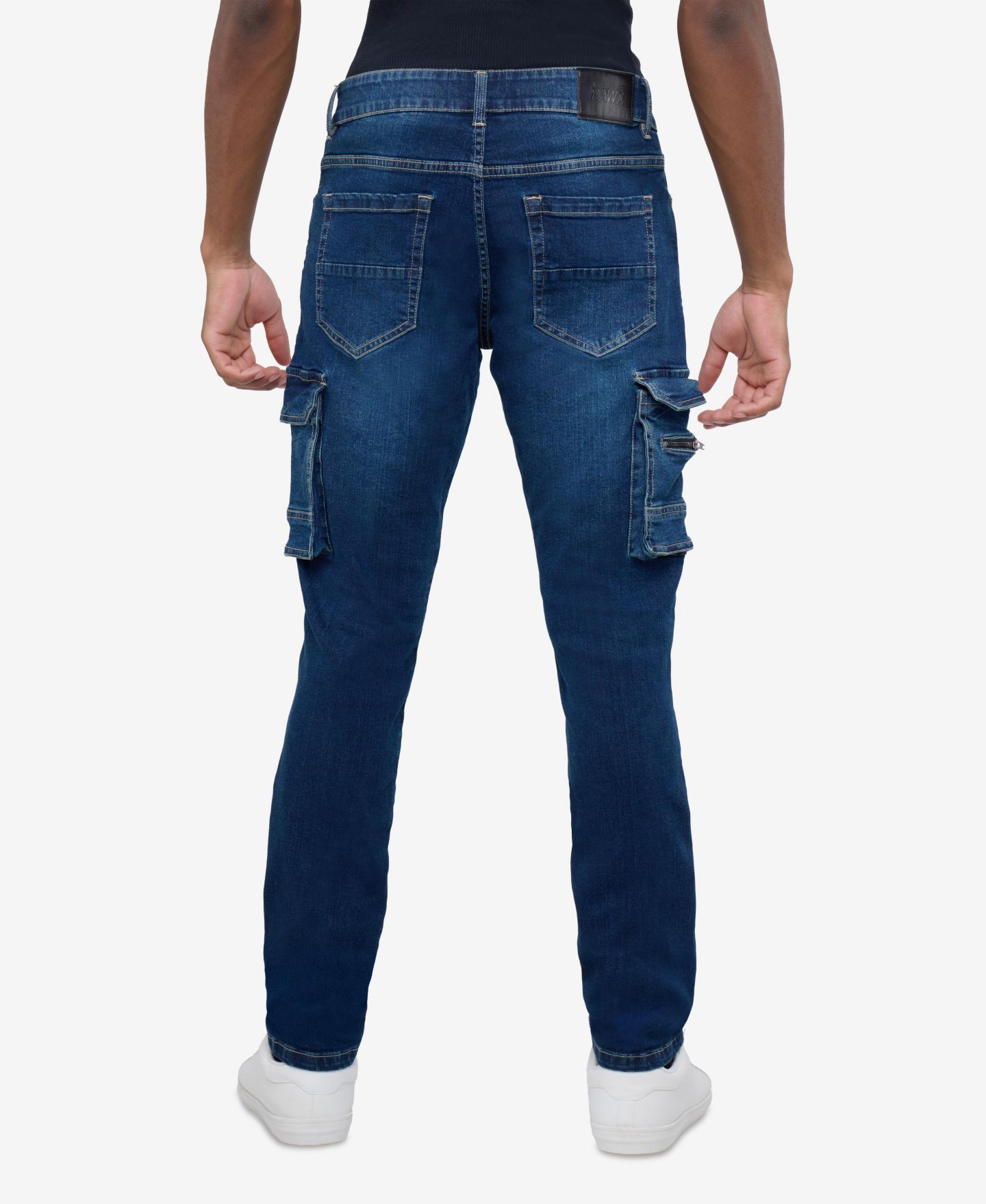 Мужские джинсы Raw X Slim Fit Moto Rip Repair Cargo, цвет: Тёмный синий — фото 2