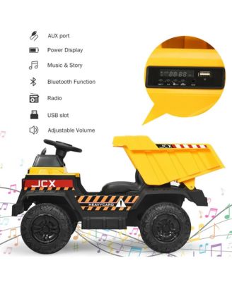 12V Battery Kids Ride On Dump Truck RC Construction Tractor w/ Electric Bucket