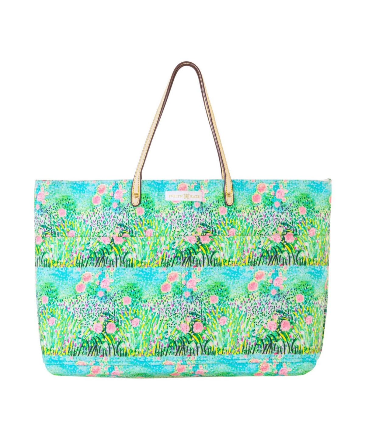 Original Canvas Tote - Pink roses on green