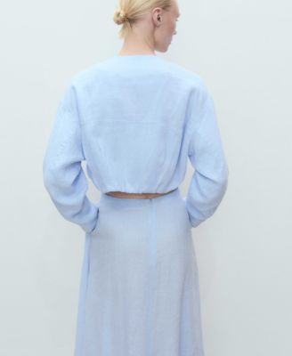 Women's Pocketed Cropped Linen Jacket