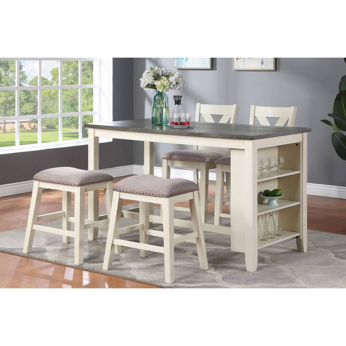 Streamdale Contemporary Dining Chairs Set of 2 with Wooden Seat