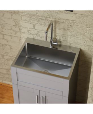 24" Bathroom Vanity Cabinet with Stainless Steel Sink