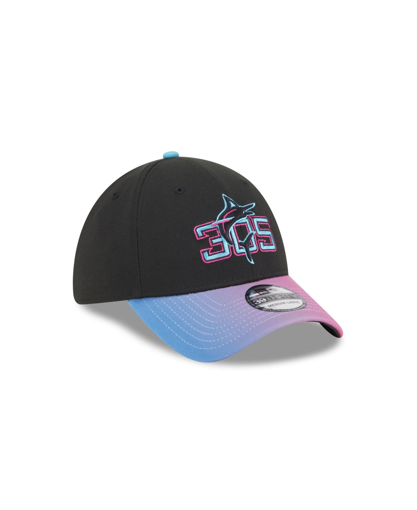 Мужская кепка New Era Black Miami Marlins 2025 City Connect 39THIRTY Flex Hat — фото 3
