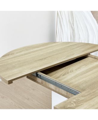 59" Expandable Farmhouse Upholstered Dining Table