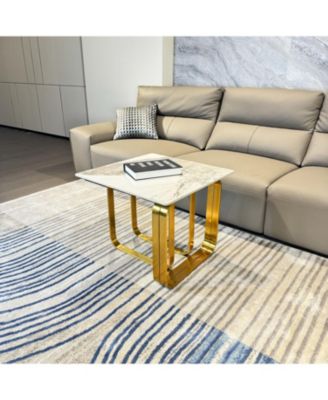 Streamdale Rectangular End Table with Sintered Stone Top, Metal Frame for Living Room