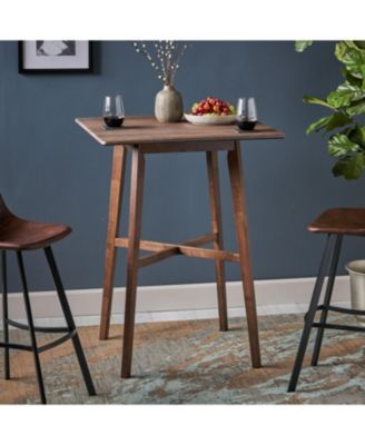 Streamdale Modern Bar Height 42" Dining Table, Rubberwood Legs and Laminate Table Top, Walnut Finish, Black