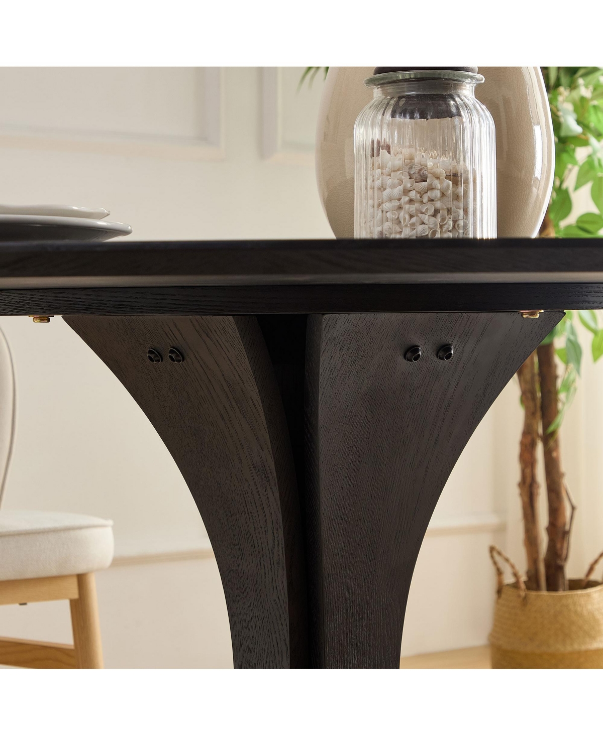 Streamdale Furniture47.24" Round Modern Style Mdf Wood Dining Table in Black Suitable for Kitchen, Living Room, Cafe, Milk Tea Shop