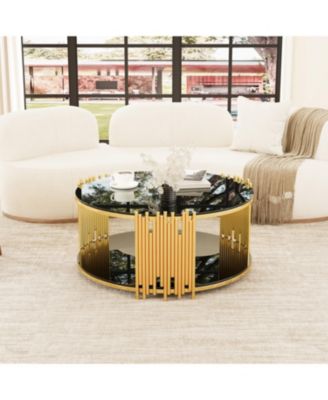  + Stainless Steel + Black Glass Top + Coffee Table